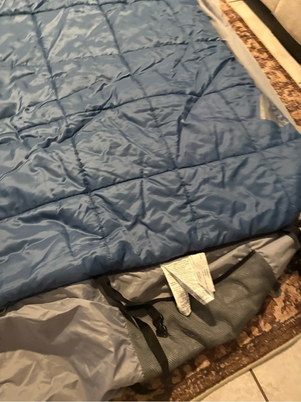 KELTY Blue Quilted DOUBLE WIDE Sleeping Bag 30 degree 68 x 80